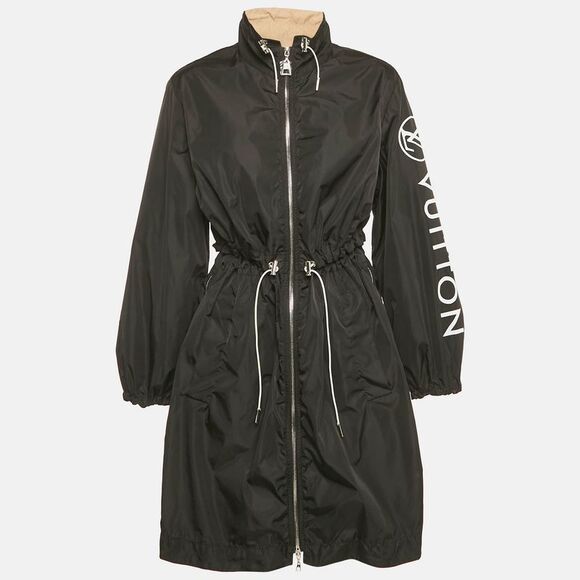 Louis Vuitton Black Logo Print Nylon Zip Detail Jacket S